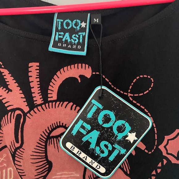 Too Fast | NWT’s Y2K deadstock gothic grunge corset lace up back graphic T shirt - Picture 7 of 7